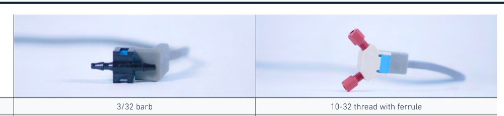 MPS 壓力感測器 Large（3/32 倒鉤接頭）與 Small（10-32 螺紋＋套圈）兩種封裝
