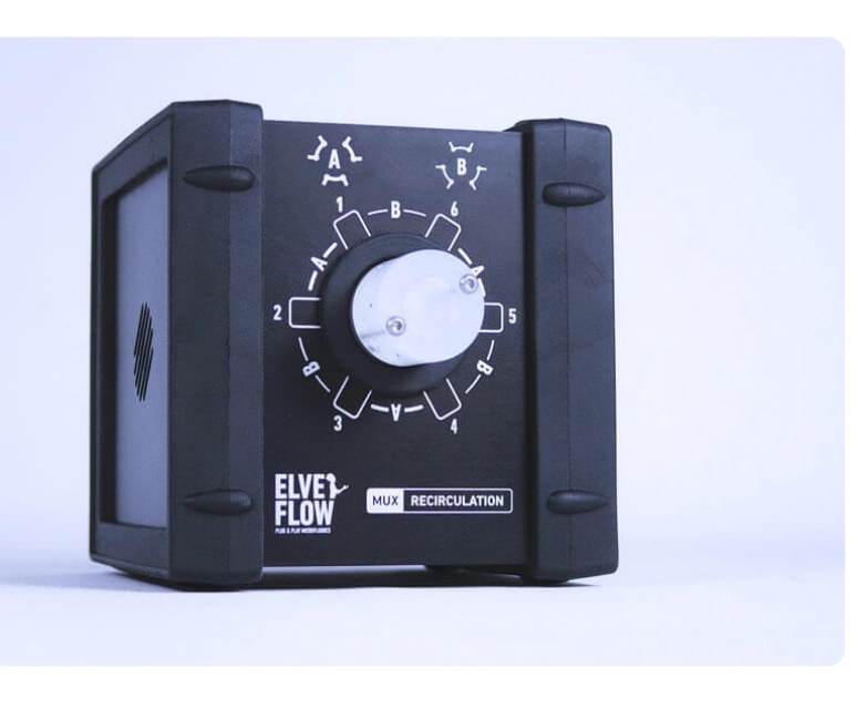 Elveflow MUX Recirculation 6 埠 2 位置微流體循環閥外觀